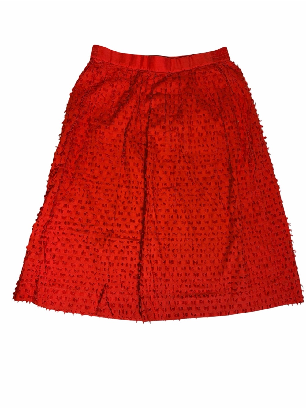 100% Cotton J. Crew Red Midi Skirt elastic waist size 12 like new